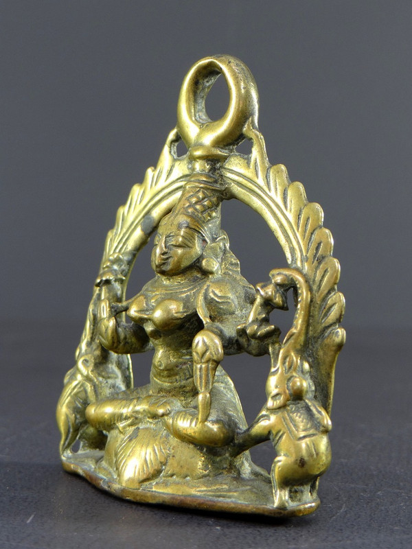 India, 19th Century, Bronze Hanging Altar Dedicated to the Elephant Goddess Lakshmi.