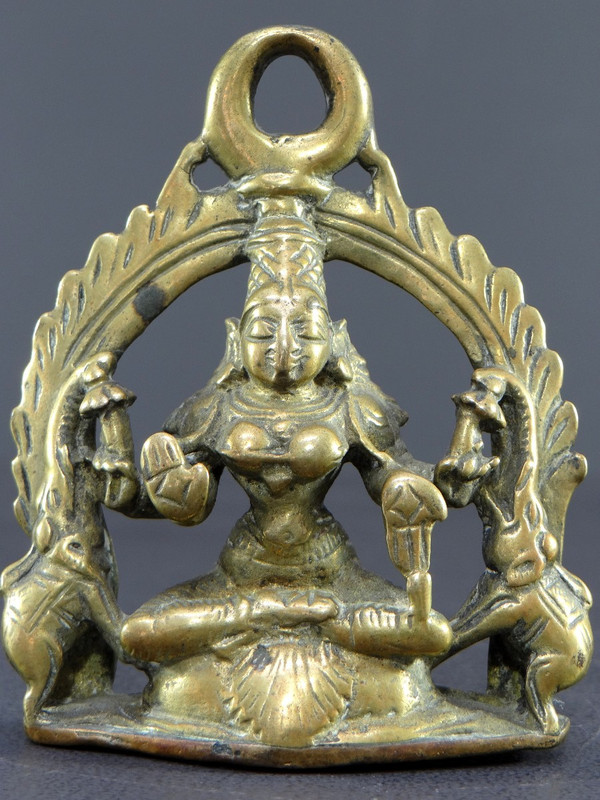 India, 19th Century, Bronze Hanging Altar Dedicated to the Elephant Goddess Lakshmi.