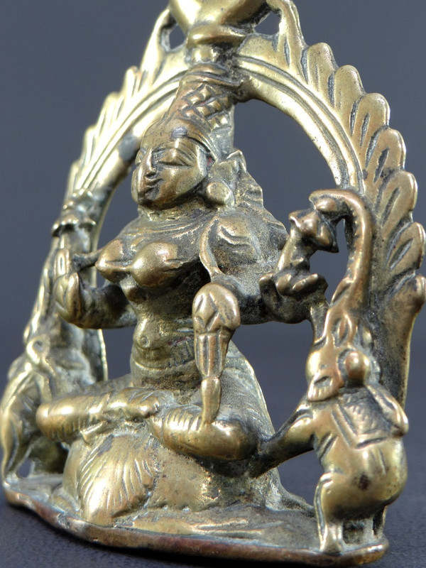 India, 19th Century, Bronze Hanging Altar Dedicated to the Elephant Goddess Lakshmi.