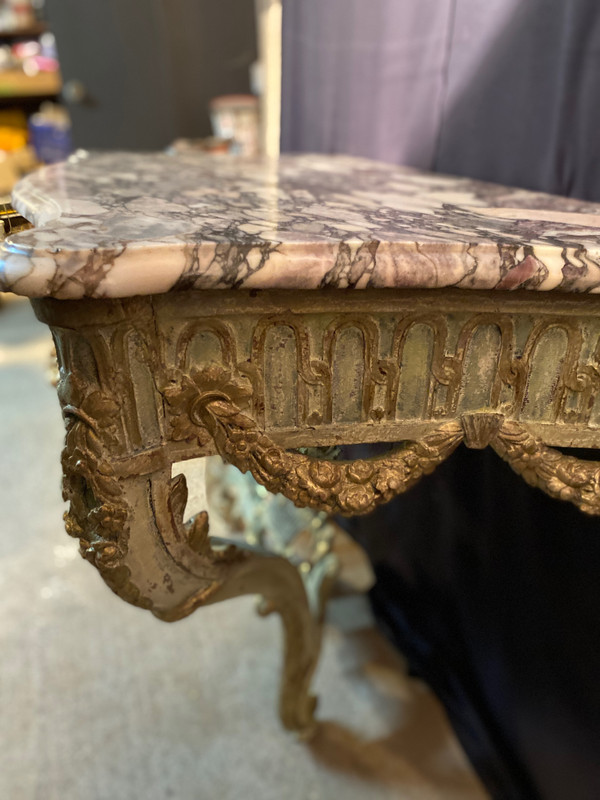 18th century Louis XV transitional console with original marble