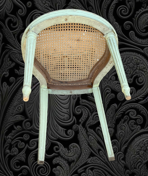 PAIRE DE CHAISES EN BOIS DES ANNÉES 1900 PEINT EN VERT ET DORÉ STYLE LOUIS XVI