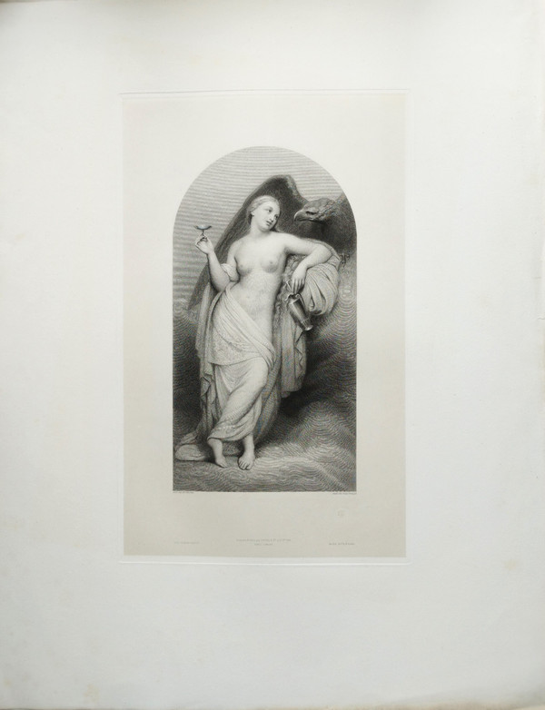 Hebe Ganymeda Goddess Of Youth Etching After Ary Scheffer 19th C Old Print