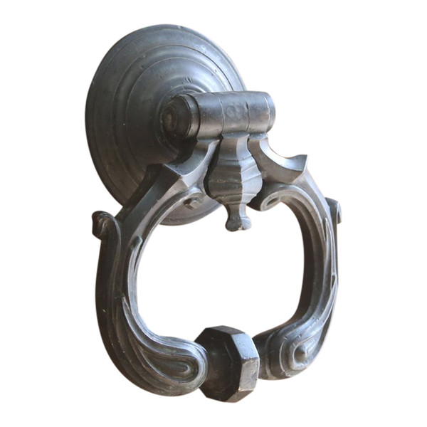 Large patinated bronze door knocker, late 17th century