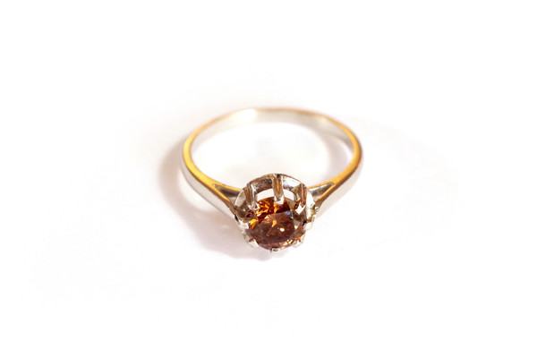 Fancy brown diamond ring in platinum, fancy deep brown diamond