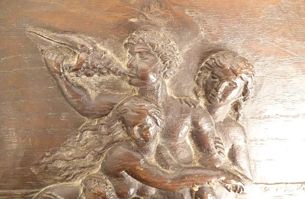 Coppia di Pannelli in Legno Intagliato Toilette Nascita Venere De Vinci Servet XX