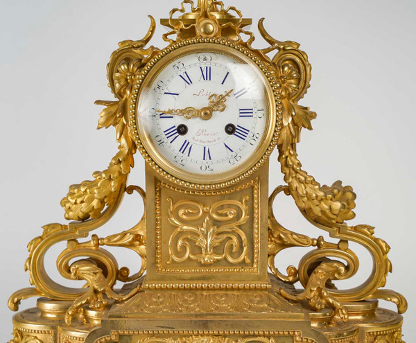 A Louis XVI Style Gilt Bronze Clock, 19th Century