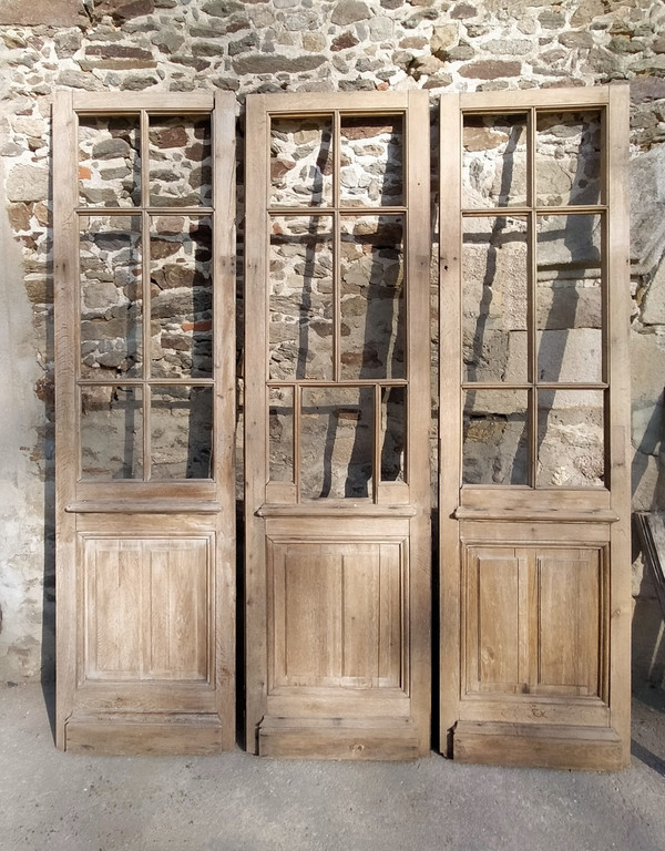 Three Old Glass Doors In Oak Glass Partition Partition