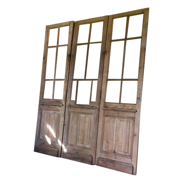 Three Old Glass Doors In Oak Glass Partition Partition