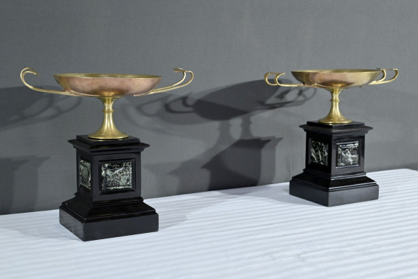 Pair of Marble and Bronze Cassolettes – Late 19th Century