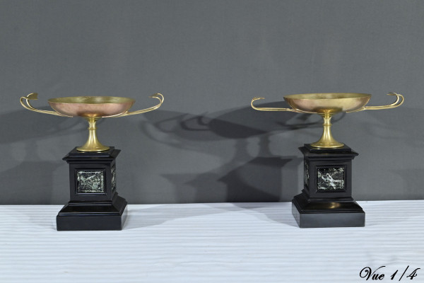 Pair of Marble and Bronze Cassolettes – Late 19th Century