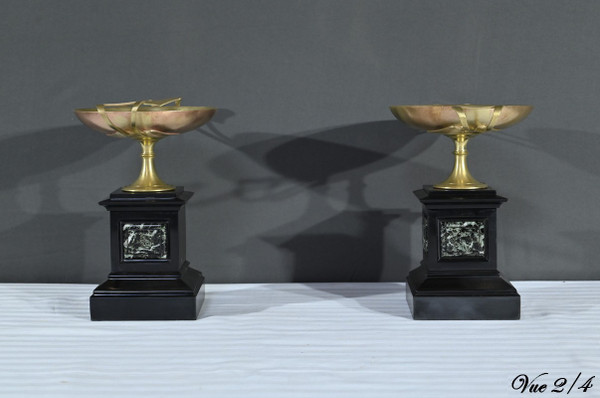 Pair of Marble and Bronze Cassolettes – Late 19th Century