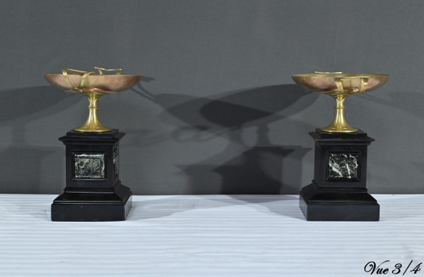 Pair of Marble and Bronze Cassolettes – Late 19th Century