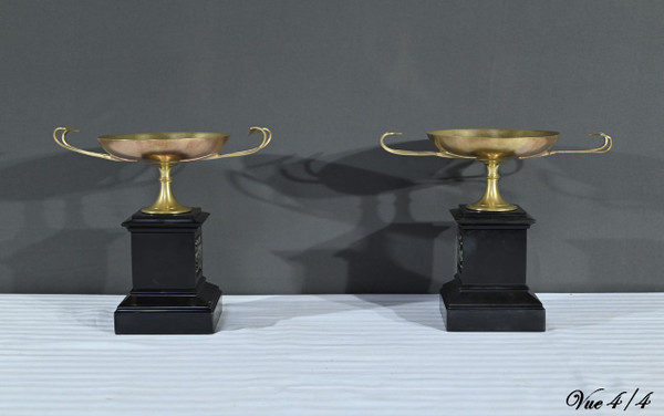 Pair of Marble and Bronze Cassolettes – Late 19th Century