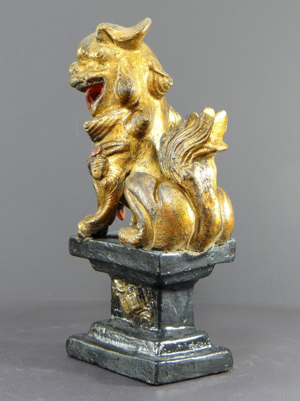 China, First Half of the 20th Century, Pair Of Polychrome Temple Guardian Lions.