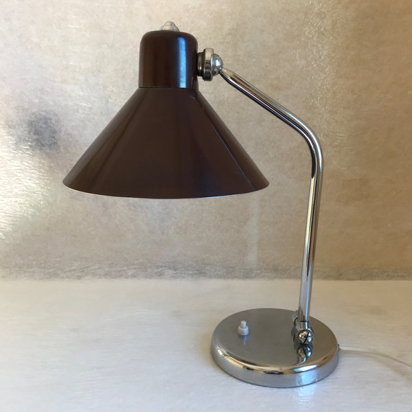 Lampe de bureau métal et chrome, Italie années 50