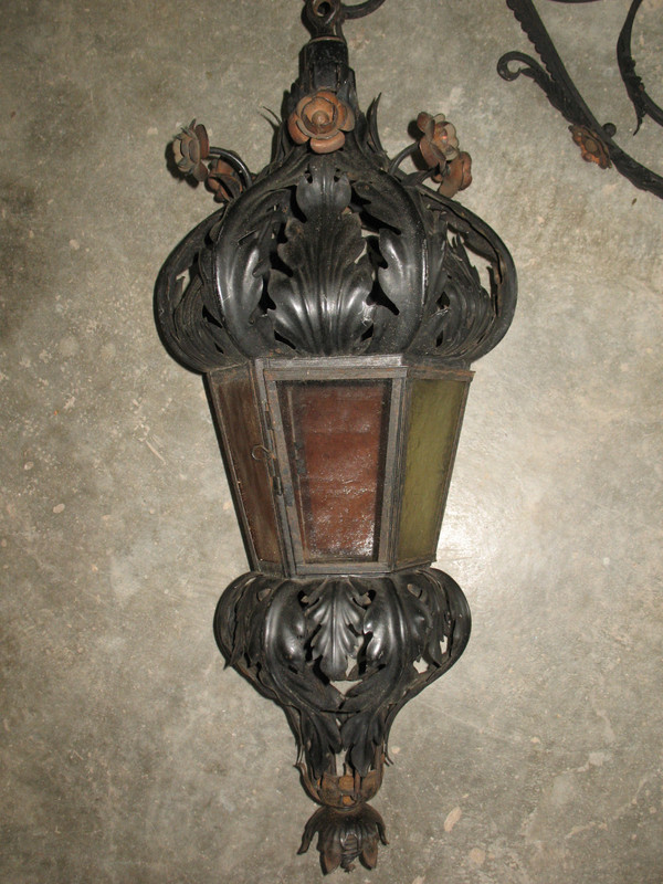 Wrought iron lantern complete with its postern, late 19th century