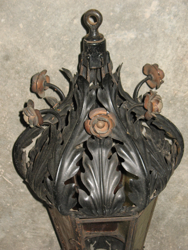 Wrought iron lantern complete with its postern, late 19th century