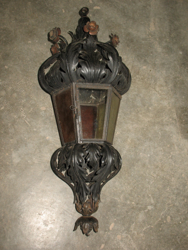 Wrought iron lantern complete with its postern, late 19th century