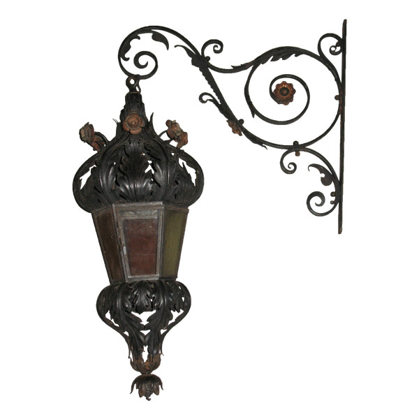 Wrought iron lantern complete with its postern, late 19th century