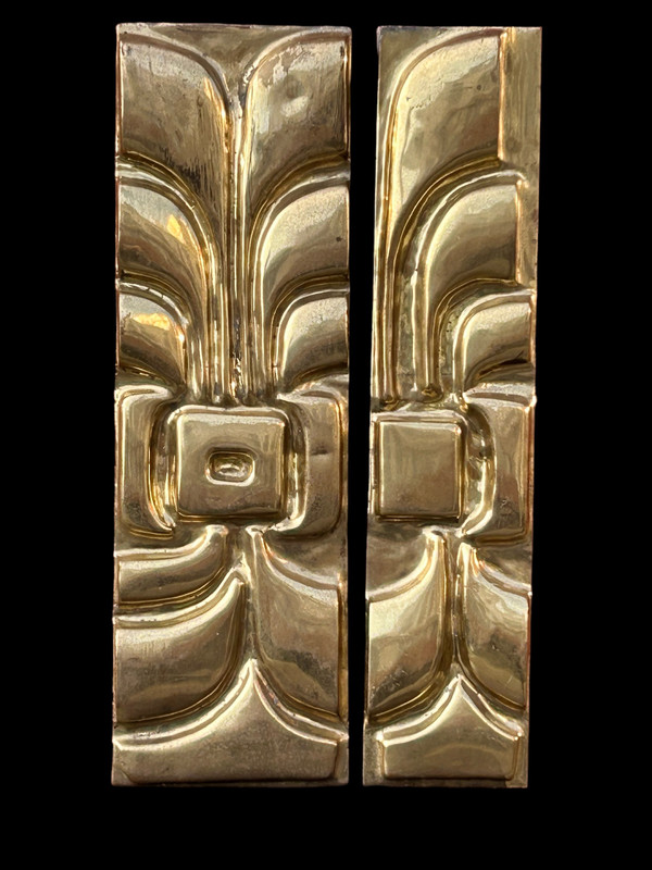 Jacques Duval - Brasseur (1934-2021) Decorative Brass Wall Plates - Circa 1970 H 66 Cm