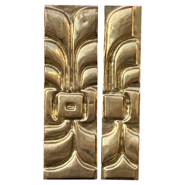 Jacques Duval - Brasseur (1934-2021) Decorative Brass Wall Plates - Circa 1970 H 66 Cm