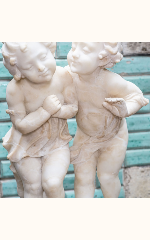 COUPLE CHILDREN alabaster marble