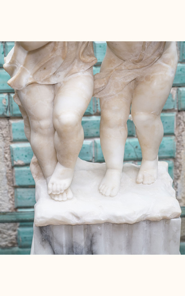 COUPLE CHILDREN alabaster marble