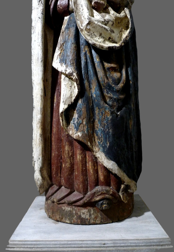 Grande statua di Madonna e Gesù Bambino in legno policromo del XVI secolo