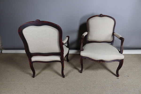 Pair of Louis XV style armchairs