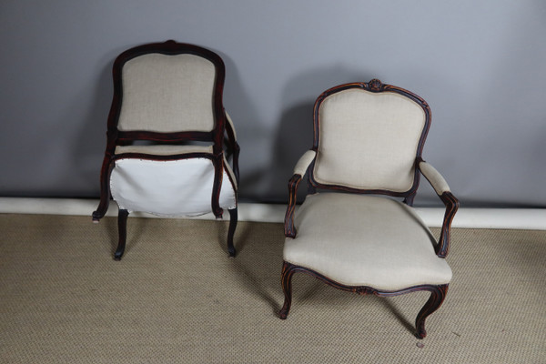 Pair of Louis XV style armchairs