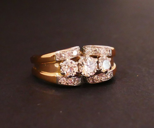 Tank-Ring mit Diamanten, 18 Karat Gold.