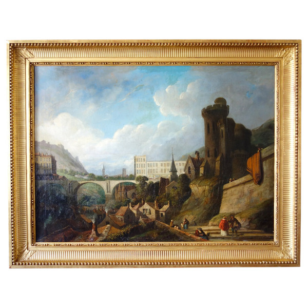 Capriccio architettonico di J. Paul Martin - grande olio su tela datato 1857 - 91cm x 124cm