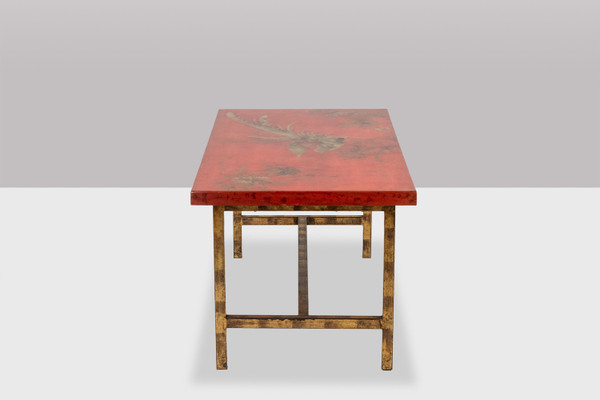 Coffee table in lacquer and gilded iron. 1950s. LS5874250H