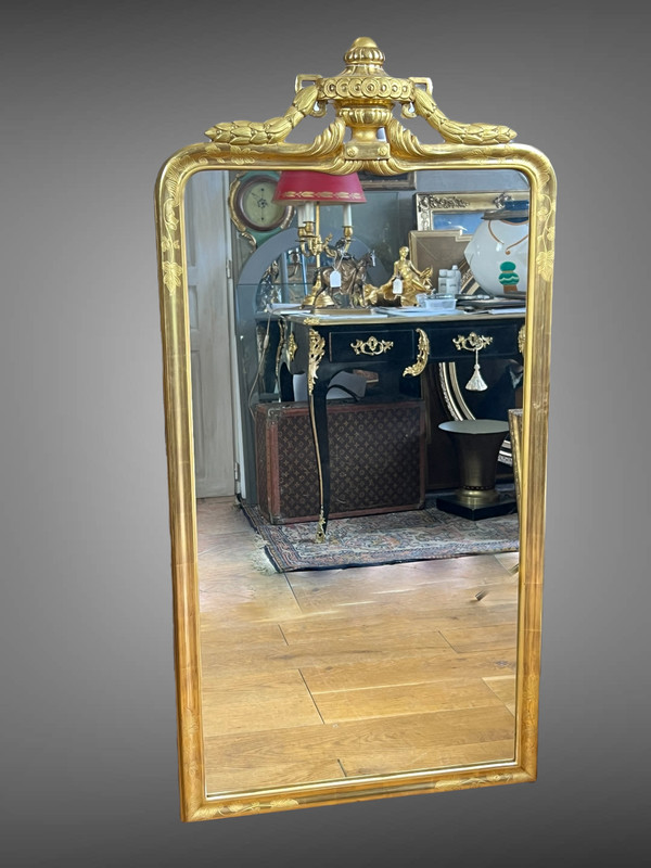 MIROIR ANCIEN ALSACIEN EN BOIS DORÉ ( SUPERBE DORURE A L'OR ) DES ANNÉES 50