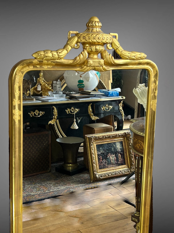 MIROIR ANCIEN ALSACIEN EN BOIS DORÉ ( SUPERBE DORURE A L'OR ) DES ANNÉES 50