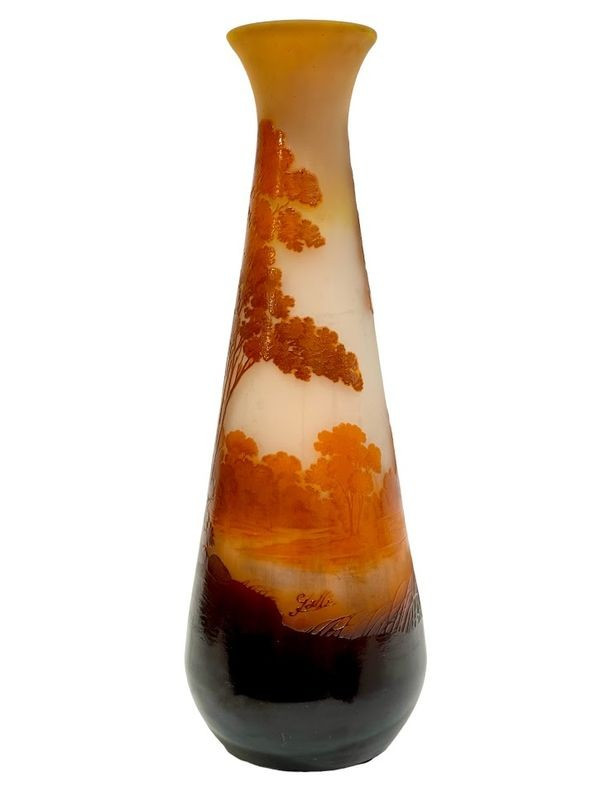 Emile Gallé Important Vase Art nouveau "Paysage Lacustre"