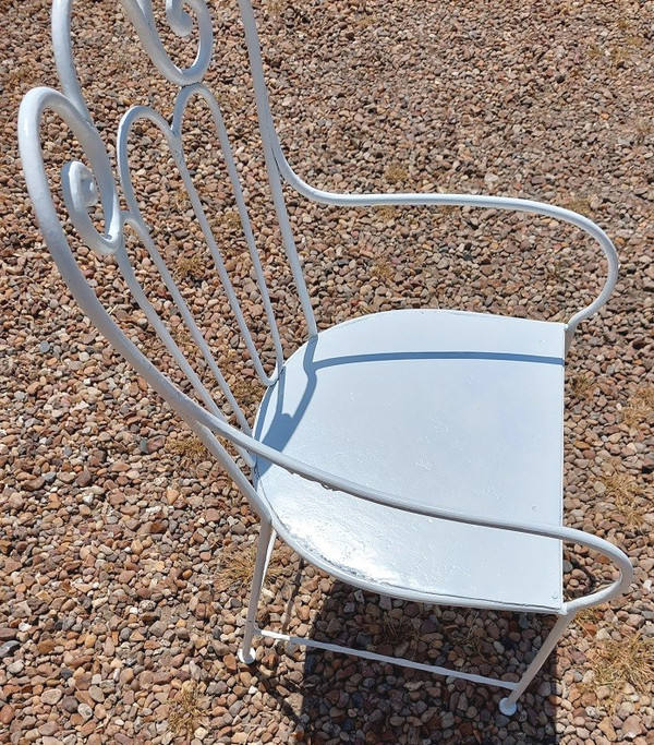 Wrought-iron garden armchair, seat also early 1900s