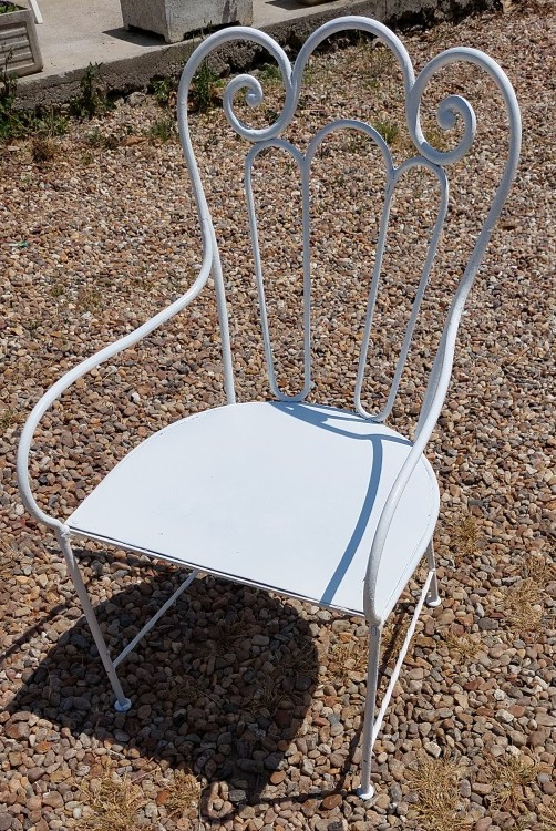 Wrought-iron garden armchair, seat also early 1900s