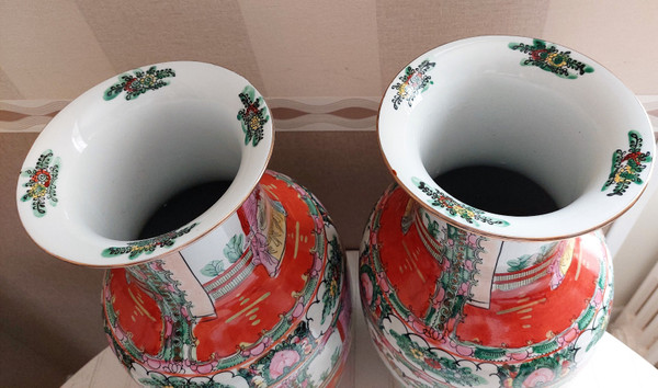 Paire de vases en porcelaine Chinoise de Macau fin 19ème