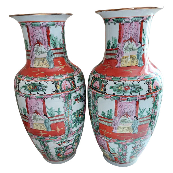 Paire de vases en porcelaine Chinoise de Macau fin 19ème