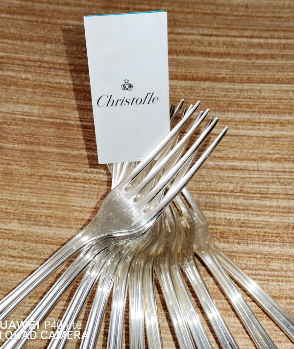 12 Christofle Dinnergabeln Modell Albi aus versilbertem Metall