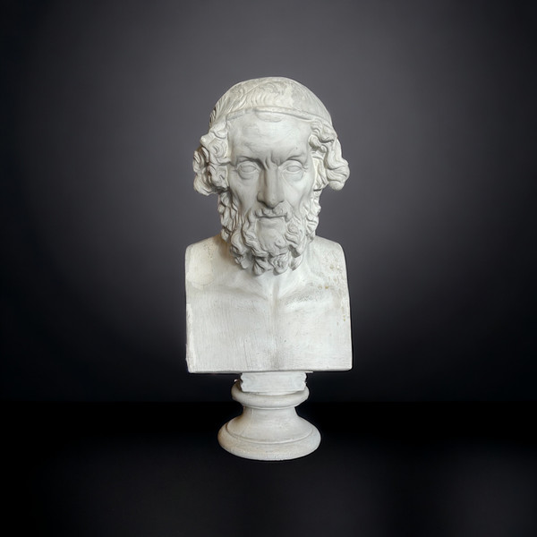 Large 19th Century Plaster Bust Of Homer Greek Philosopher. H 66 Cm