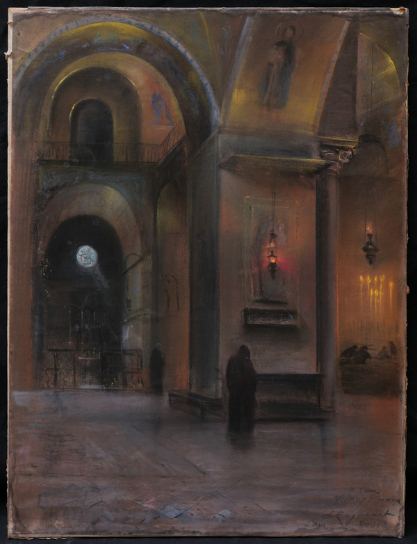 Émile Antoine Joseph CAGNIART, Recollected figure in St Mark's Basilica, Venice