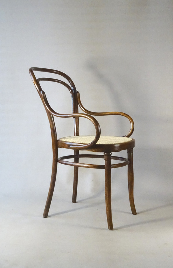 Fauteuil bistrot canné N°14 , par Hofmann 1895, Art nouveau . no Thonet