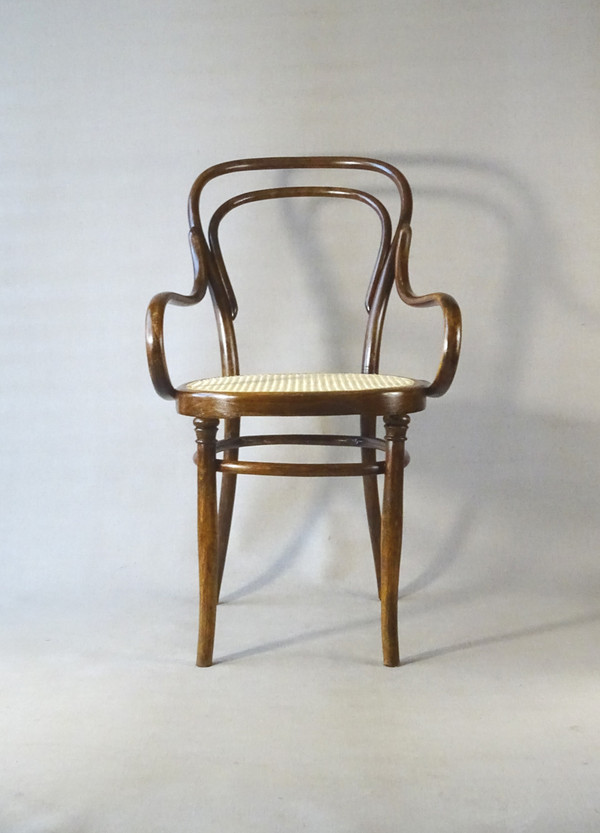 Fauteuil bistrot canné N°14 , par Hofmann 1895, Art nouveau . no Thonet