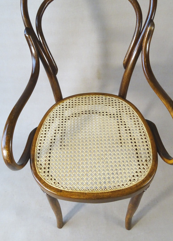 Fauteuil bistrot canné N°14 , par Hofmann 1895, Art nouveau . no Thonet