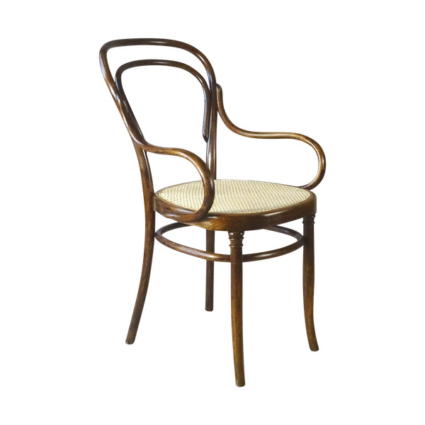 Fauteuil bistrot canné N°14 , par Hofmann 1895, Art nouveau . no Thonet