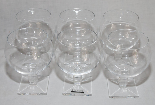 Set Of 6 Argos Lalique Burgundy Glasses