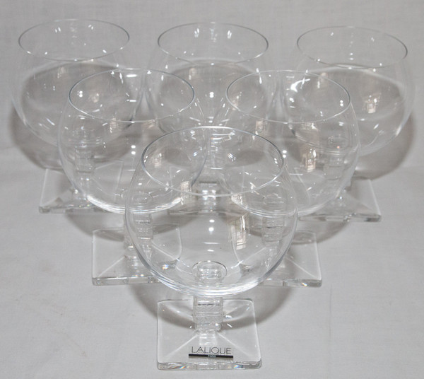 Set Of 6 Argos Lalique Burgundy Glasses