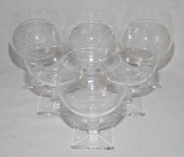  Series Of 6 Lalique Argos Crystal Glasses